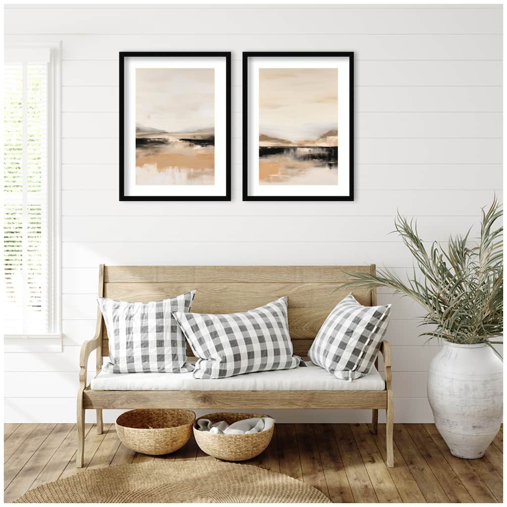 Kate and Laurel Peaceful Landscape No. 1 & No. 2 2 Piece Framed Wall Art Print Set by Amy Lighthall