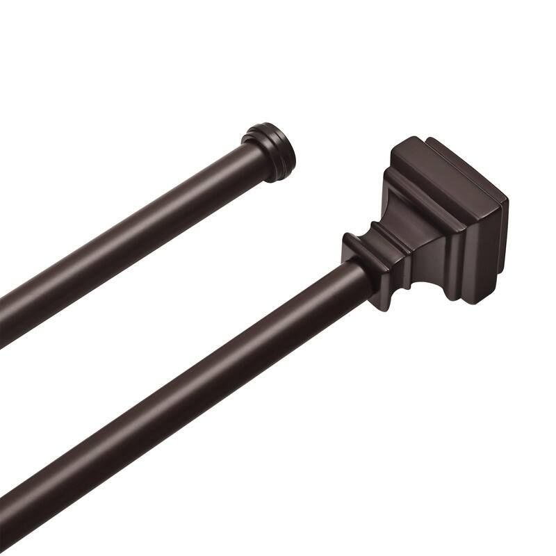 Utopia Alley Wall Mounted Window Treatment Telescoping Double Curtain Rod Set with Classic Cap, 5/8-Inch Diameter, Bronze