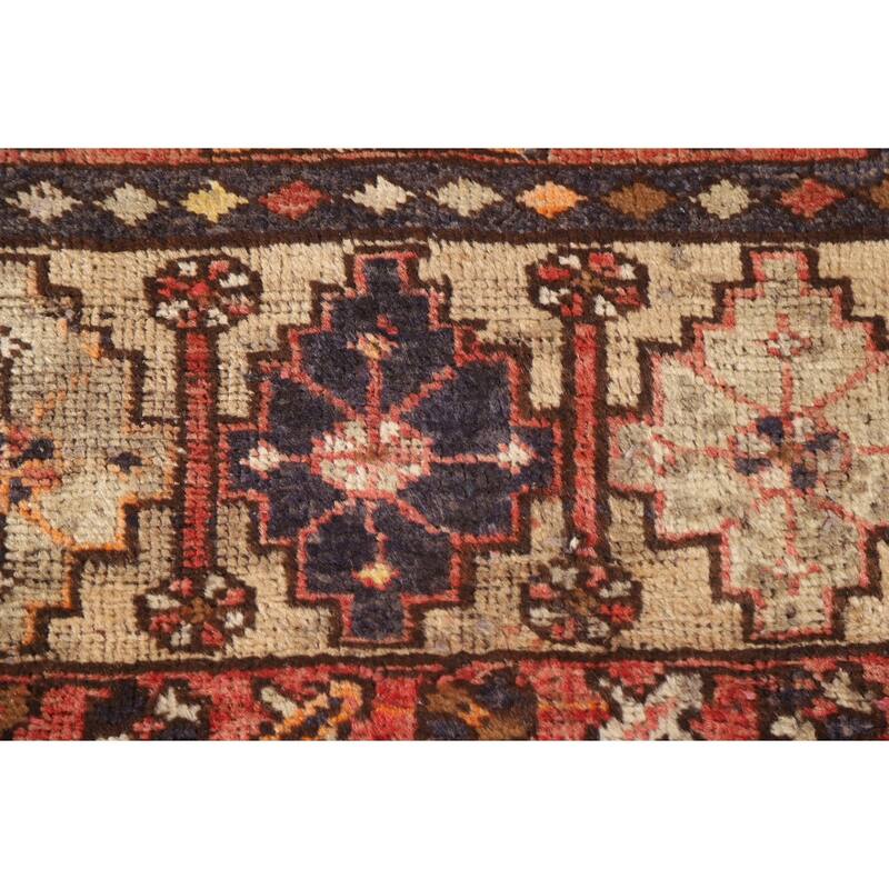 Vegetable Dye Hamedan Persian Antique Runner Rug Handmade Wool Carpet - 3'5"x 10'11"