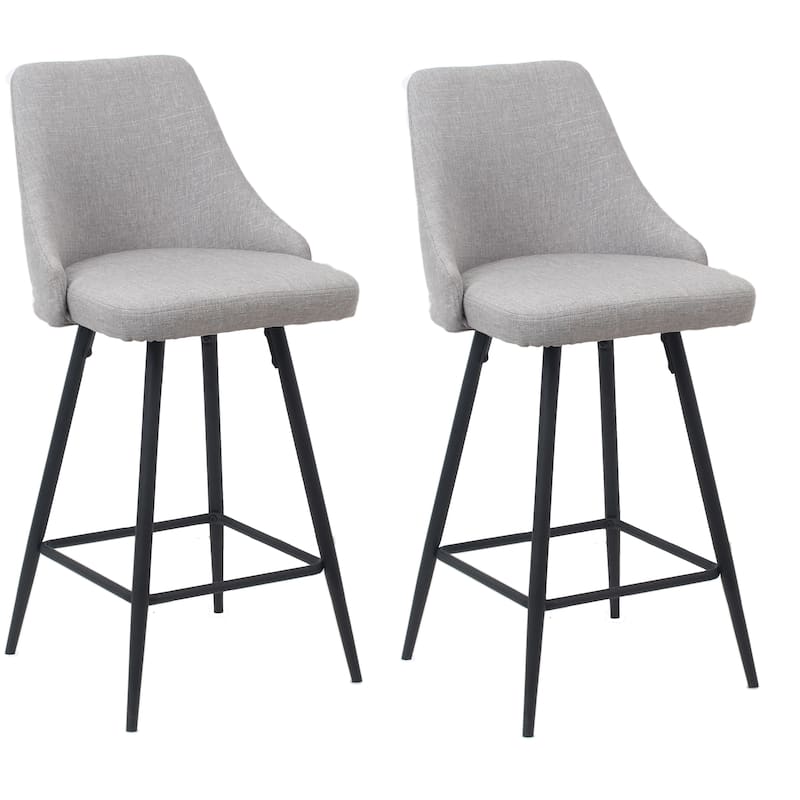 Sanas Grey Upholstered Full Back Dining Bar Chairs (Set of 2)