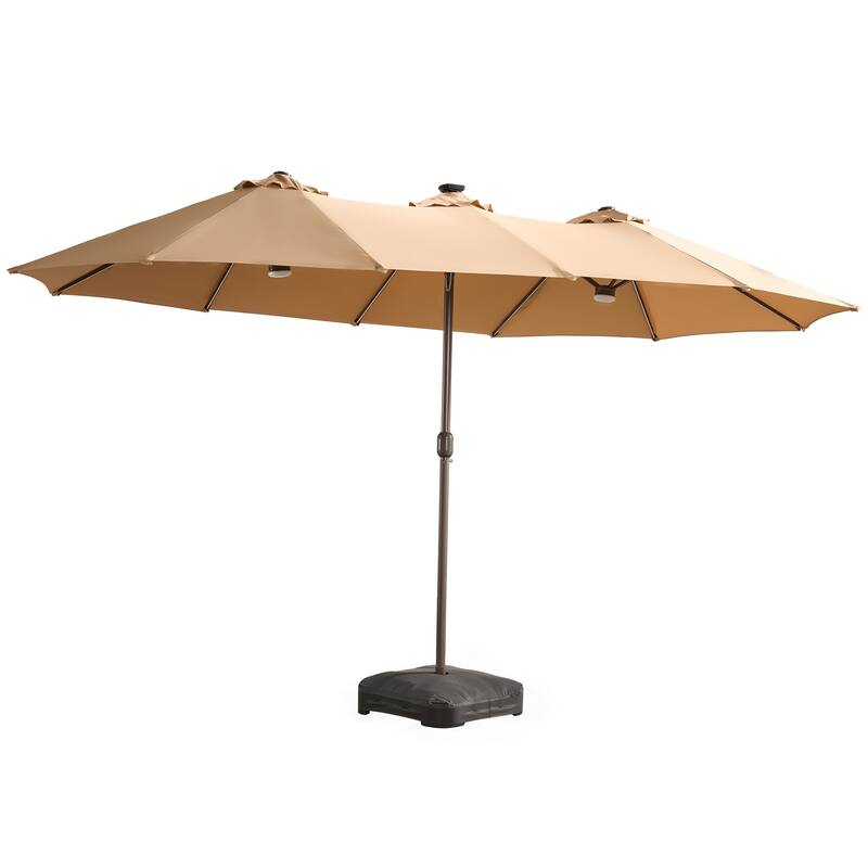 XIZZI Outdoor Patio Umbrella with Solar LED Lights and Base
