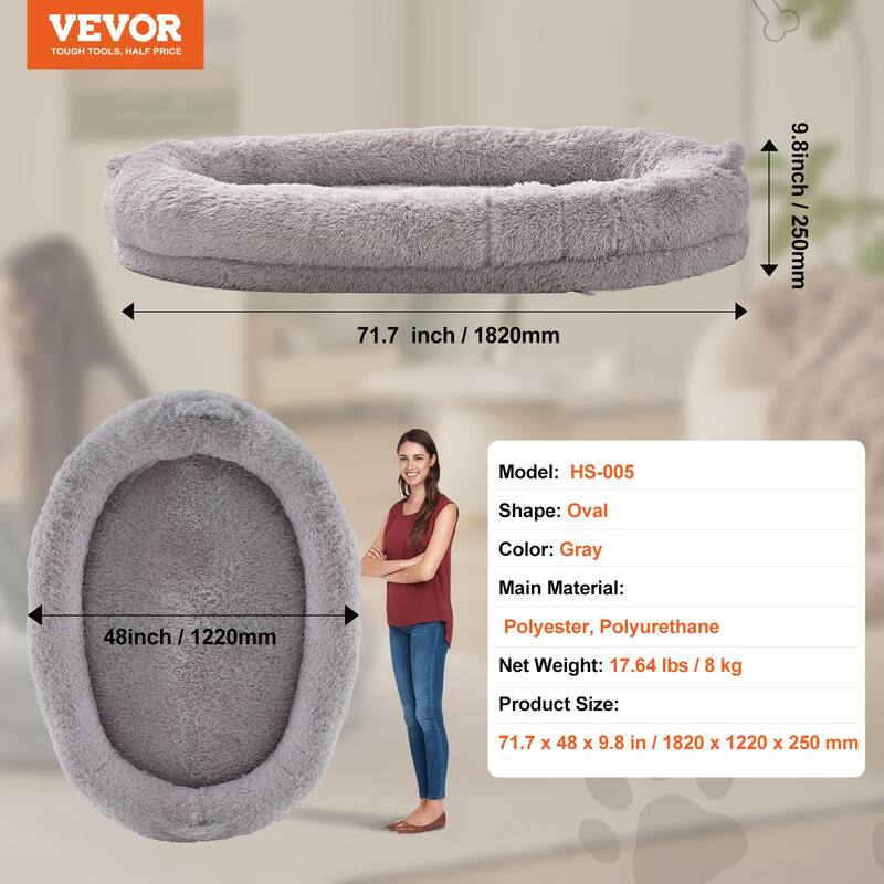 Human Dog Bed for Adult for You and Pet Light Grey
