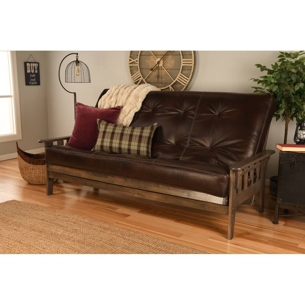 Somette Tucson Queen-size Futon Set in Rustic Walnut Finish with Innerspring Mattress