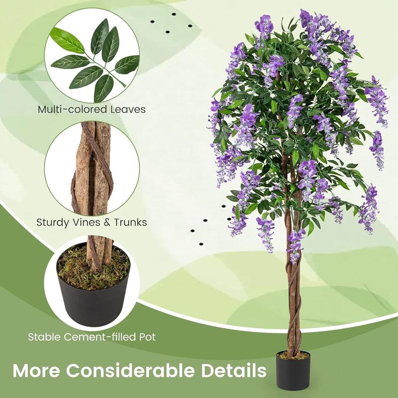 5.5FT Ficus Artificial Tree Faux Wisteria Tree in Nursery Pot