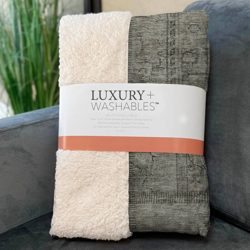 Premium Machine Washable Vintage Patchwork Sherpa Throw Blanket