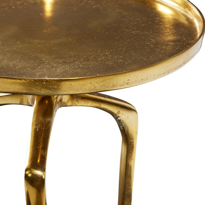 Aluminum Metal Tray Inspired Top Accent Table with 3 Tripod Legs - Gold, Silver or Black - Roche River Decor
