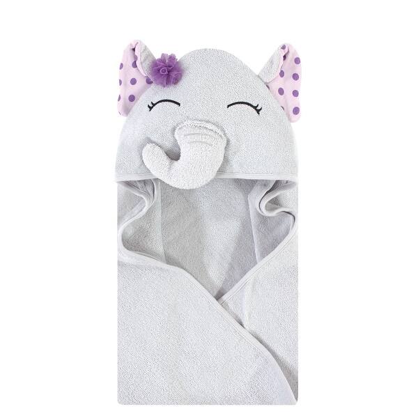 slide 1 of 1, Hudson Baby Infant Girl Cotton Animal Hooded Towel, Purple Dots Pretty Elephant, One Size One Size - Purple Dots Pretty Elephant