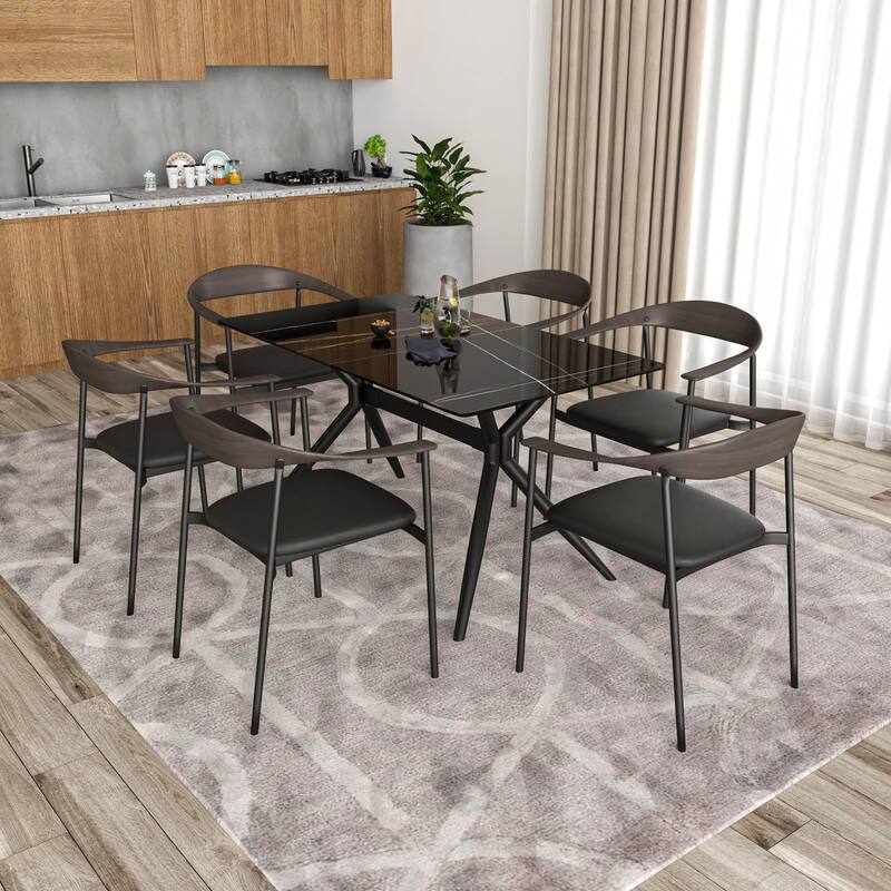 Leather Dining Chair with Stainless Steel Frame Set of 2 Kora Series