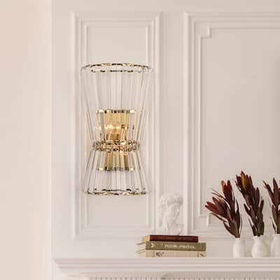 Luxury 2-Light 23.6" Wall Sconce Modern Gold Bathroom Vanity Lights - 23.6-in H x 4.72-in W x 2.4-in D