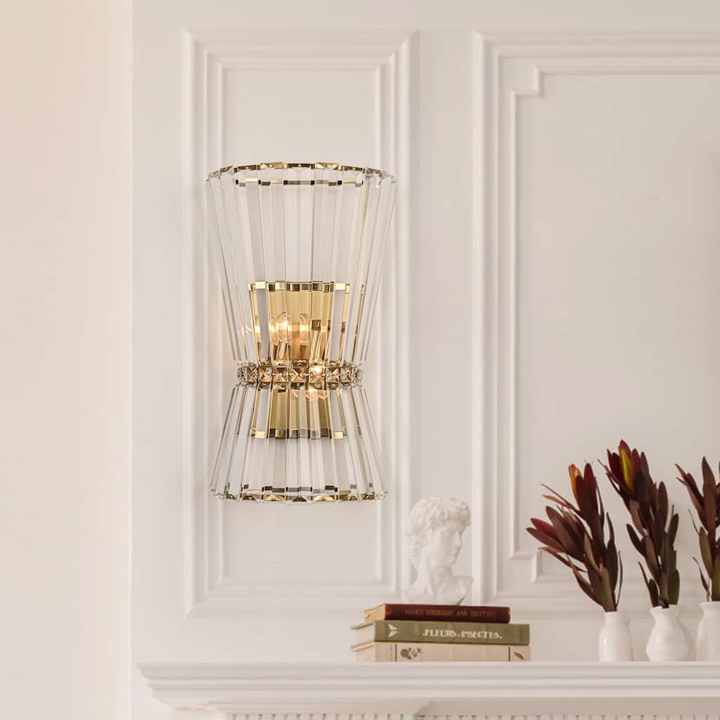 Luxury 2-Light 23.6" Wall Sconce Modern Gold Bathroom Vanity Lights - 23.6-in H x 4.72-in W x 2.4-in D