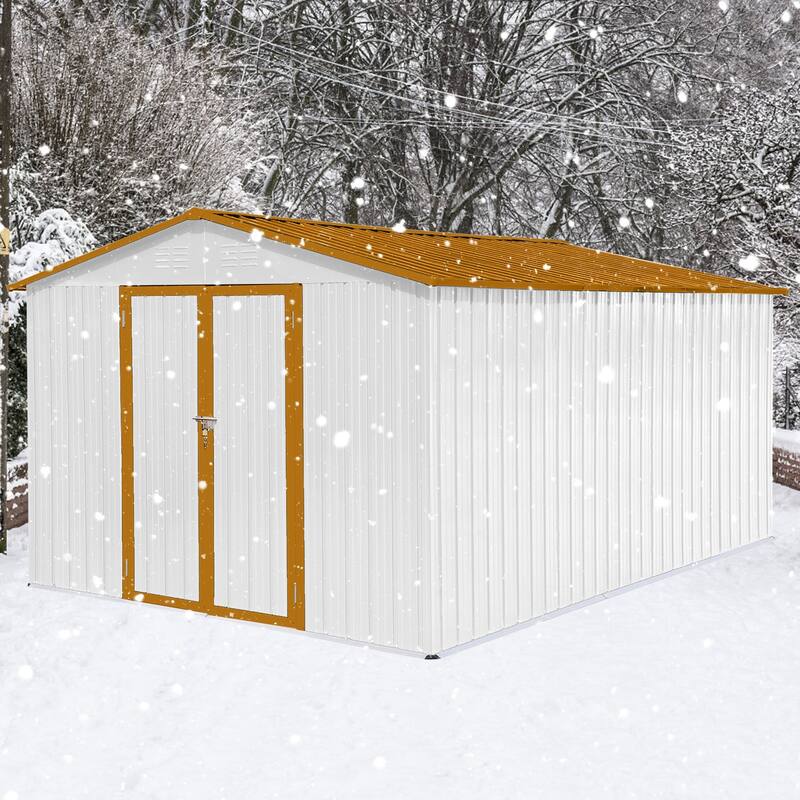 Rustproof Metal Garden Shed with Hinged Door & Integrated Vents Outdoor Tool Shed Storage Shed with Security Lock