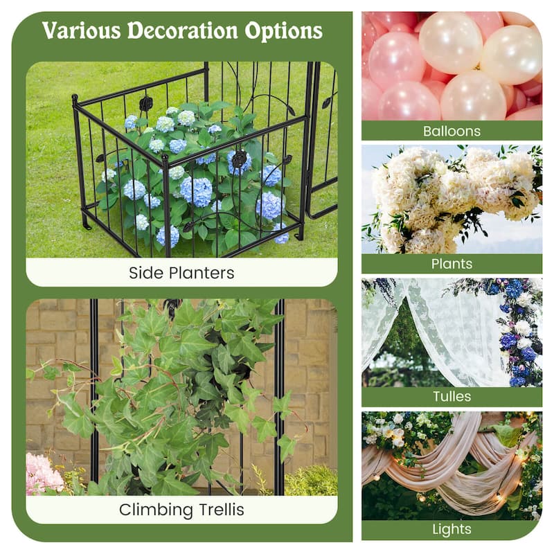 Costway 87" Garden Arbor Arched Lockable Gate Top Arbor Trellis with - See Details