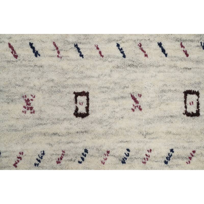Hand Knotted Oriental 100% Wool Carpet Tribal Animal Pictorial Beige & Ivories Gabbeh Area Rug - 7' 10'' X 5' 1''