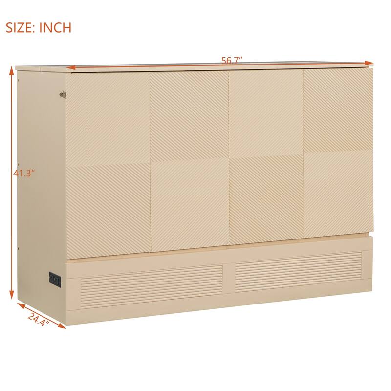 Full Roller Skate Murphy Bed with Charging Station & Dual Storage Drawers