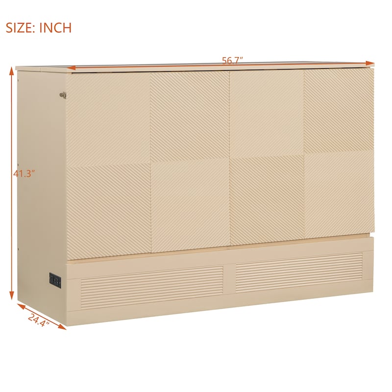 Full Size Murphy Bed with Drawers, USB Ports, and Charging Sockets - Modern Space-Saving Wall Bed with Smooth Pulley Design