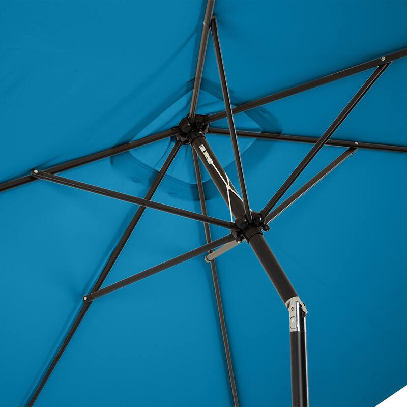 Rectangular Patio Umbrella - 10 Ft Easy Crank Sun Shade with Push Button Tilt by Pure Garden (Turquoise)