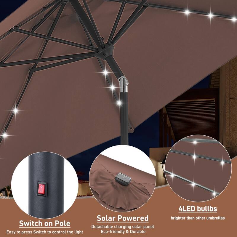 Autlaycil 10FT Solar Power LED Lights Patio Umbrella