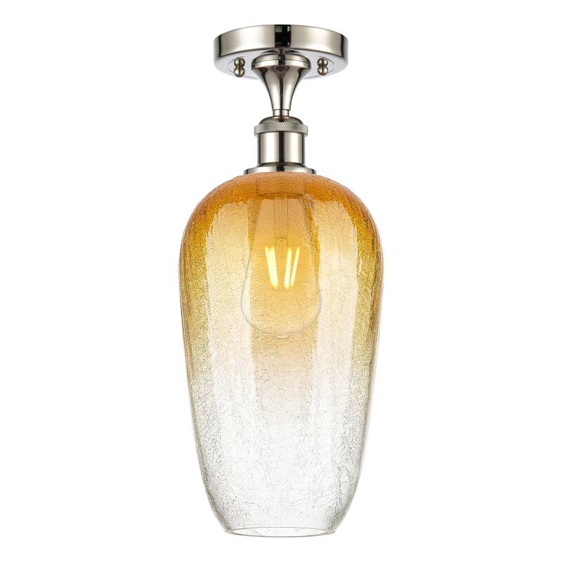 Innovations Lighting Endless Possibilities Ballston - Brookhaven Flute - 1 Light 7" Semi-Flush Mount - Polished Nickel/Amber