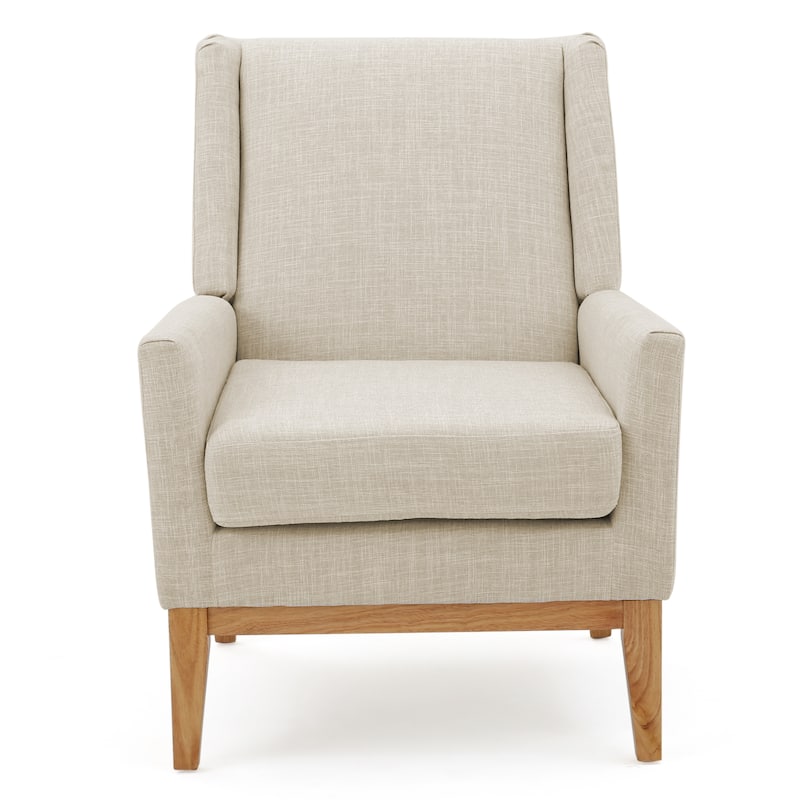 Modern 27.5" Upholstered Accent Chair with Wide Cushion and Wood Legs for Living Room