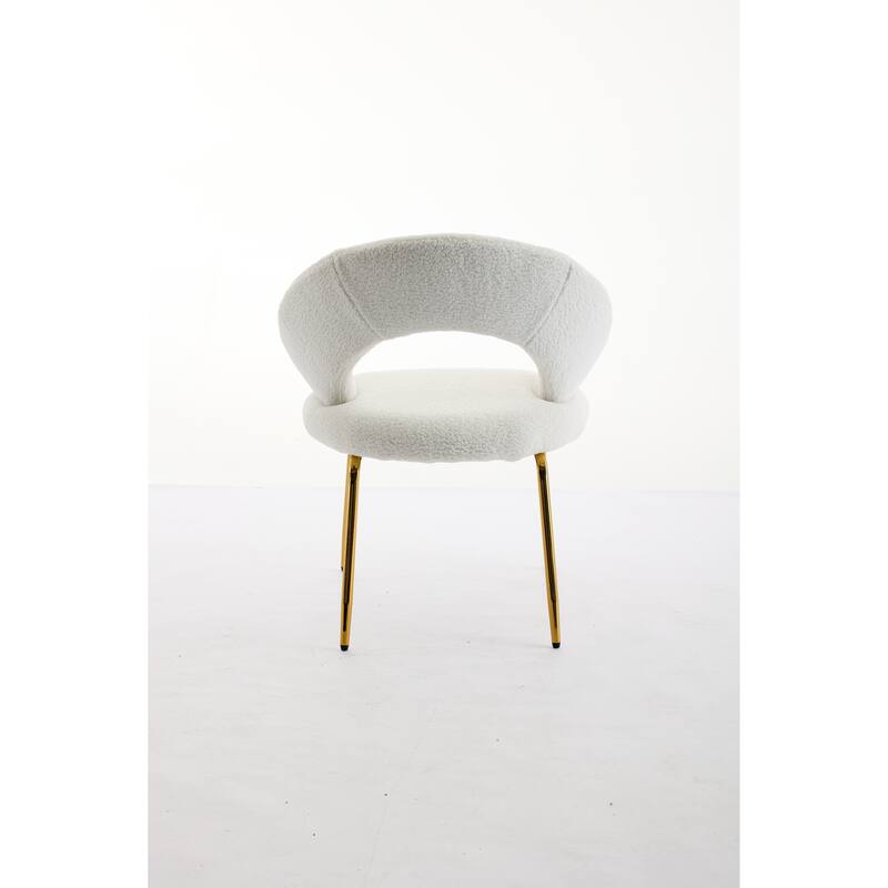 Set of 1 Dining Chairs With Curved Backrest and Golden Metal Legs