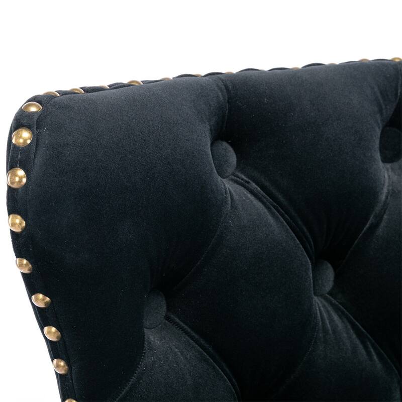 2 Piece Adjustable Swivel Velvet Upholstered Barstool with Black Metal Base