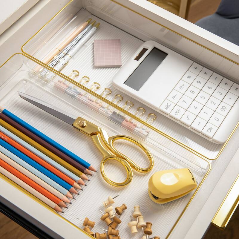 Flash Furniture BE-PB8973-G-3-MS Kerry 2" Tall Office Organizer Set - Clear / Gold