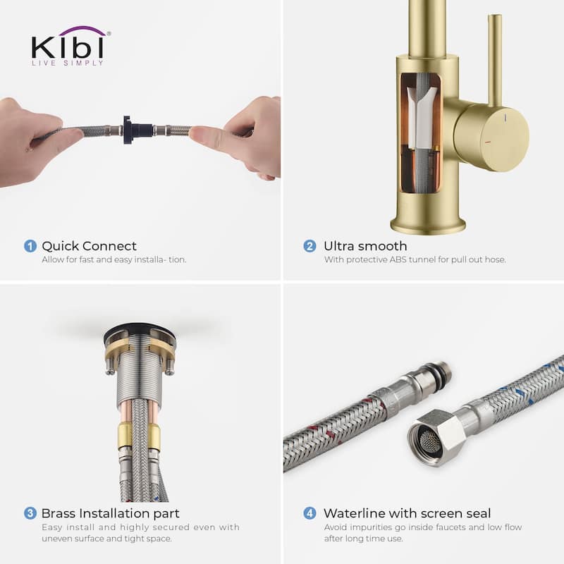 Single-Hole Pull-Down Kitchen Faucet with Sprayer and Magnetic Docking