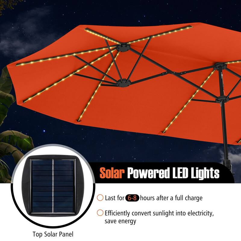 Costway 15.5 FT Extra-Large Patio Umbrella with LED Solar Lights & 12 - See Details