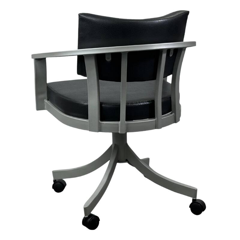 Tempo Furniture Regal Caster Swivel & Tilt Dining Chair w/ Arms Armchair Nickel Powder Coat Finish & Black Polyurethane