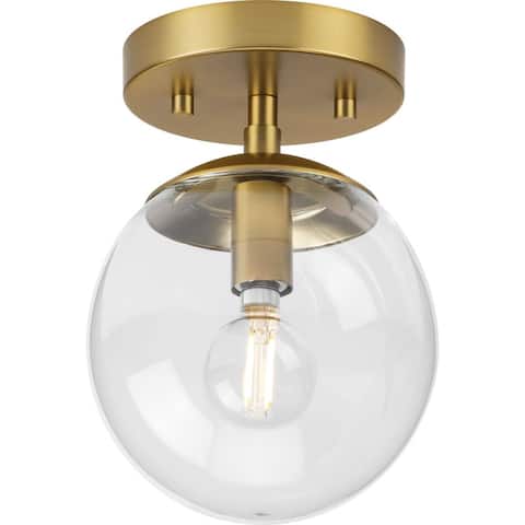 Atwell Collection One-Light Brushed Bronze Mid-Century Modern Semi-Flush Mount - 5.87 in x 5.87 in x 7.87 in