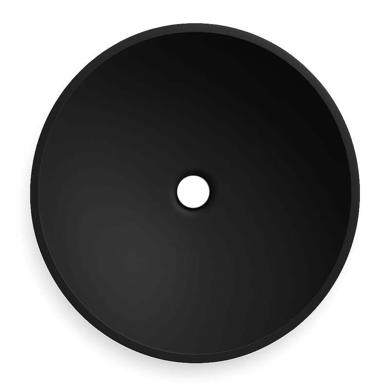 16 inch Veyra Matte Black Solid Surface Round Vessel Sink