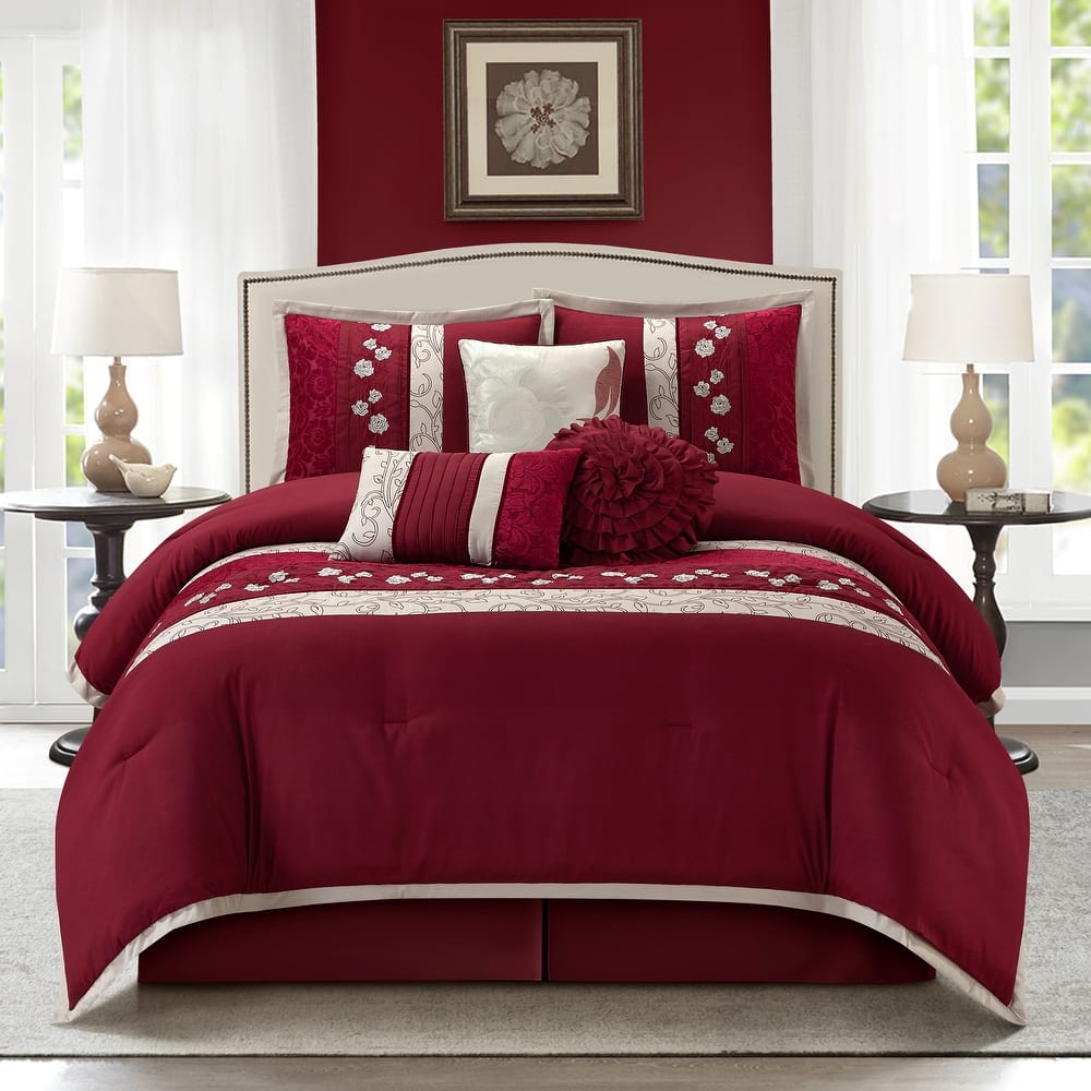 Nanshing Stella Wine 7-piece Bedding Comforter Set