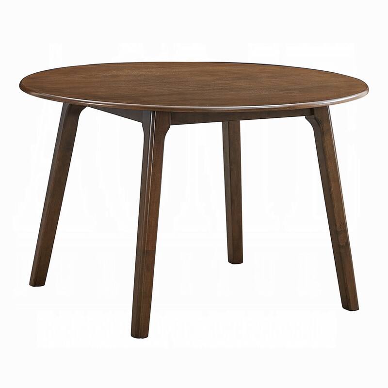 Koko Dining Table, 48 Inch Round Top, Dark Walnut Brown Rubberwood