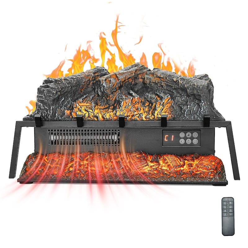 1500W Electric Log Heater with Timer and Remote Adjustable Brightness