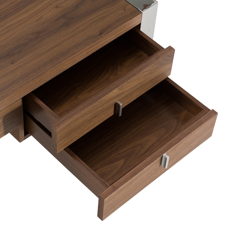 Modrest Orcutt Modern Walnut & Stainless Steel Desk