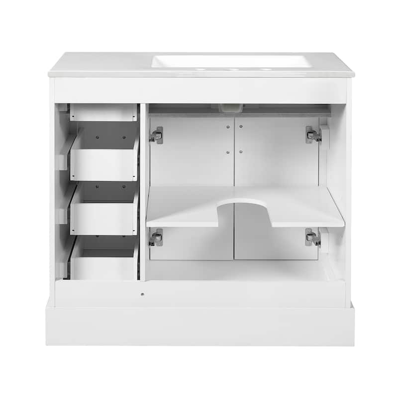 GDFStudio - Lore Bathroom Vanity with Ceramic Sink - Modern Design, Soft-Close Doors & Deep Drawer