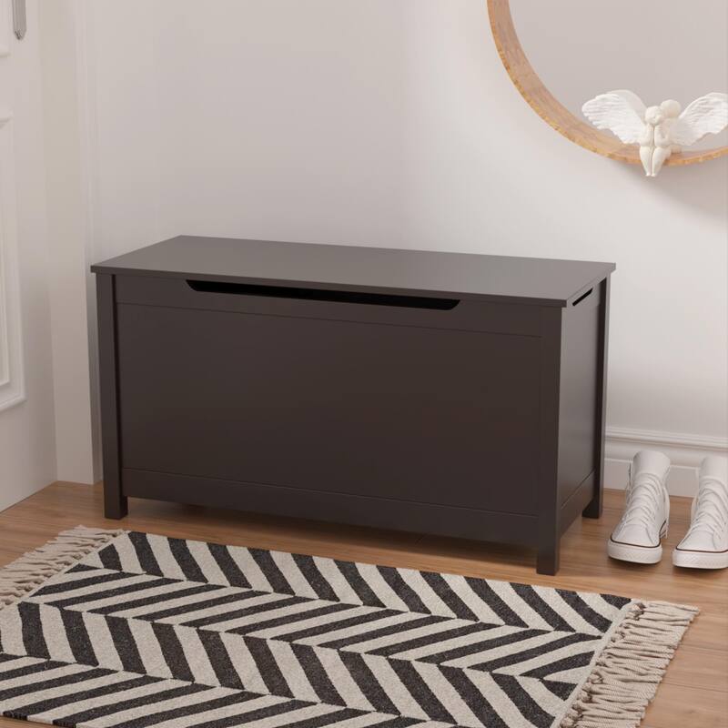 Kids Wooden Toy Box Storage with Safety Hinged Lid for Ages 3+
