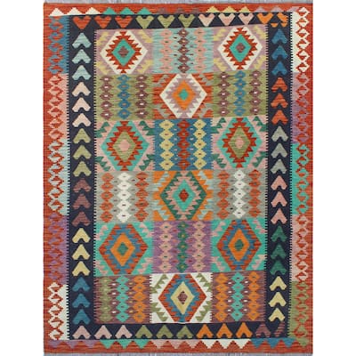 Flatweave Upton Black/Rust Rug - 5'9" x 8'2"