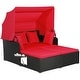 preview thumbnail 37 of 61, Outdoor Patio Daybed with Canopy and Foldable Side Trays - 65" x 60.5 x 58.5"