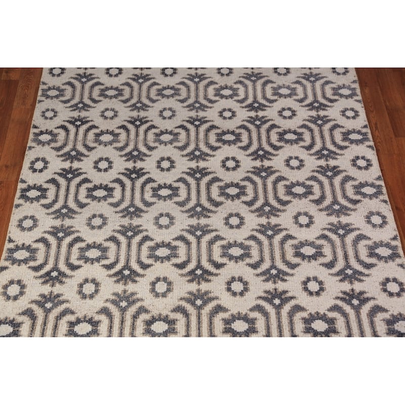 All-Over Geometric Moroccan Oriental Rug Hand-Knotted Wool Carpet - 4'1" x 7'11"