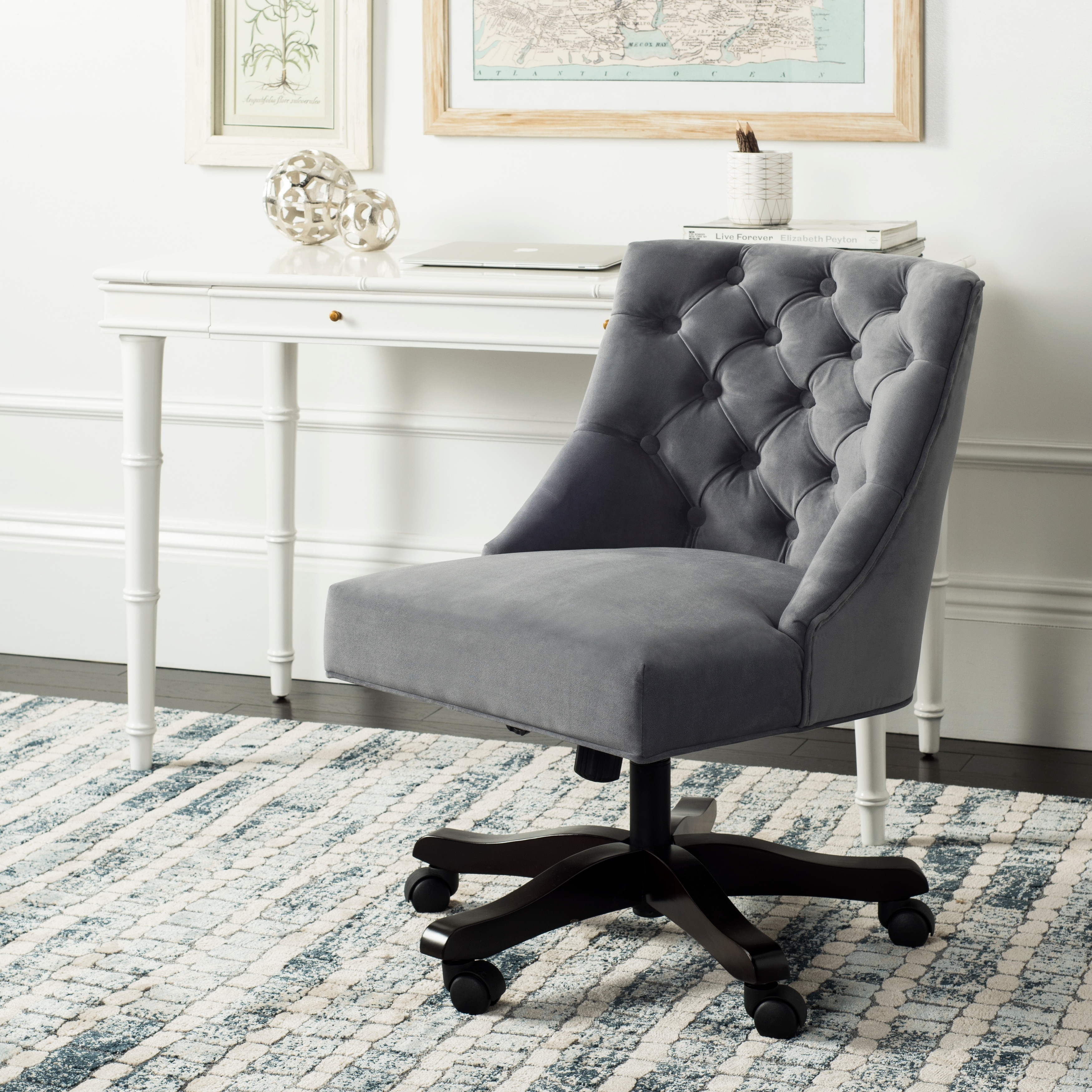SAFAVIEH Soho Tufted Velvet Swivel Desk Chair 25.2