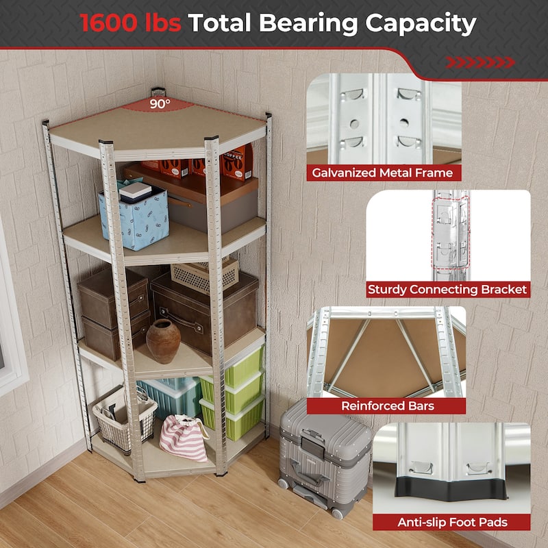 Gymax 4-Tier Adjustable Garage Storage Utility Rack Corner Shelving
