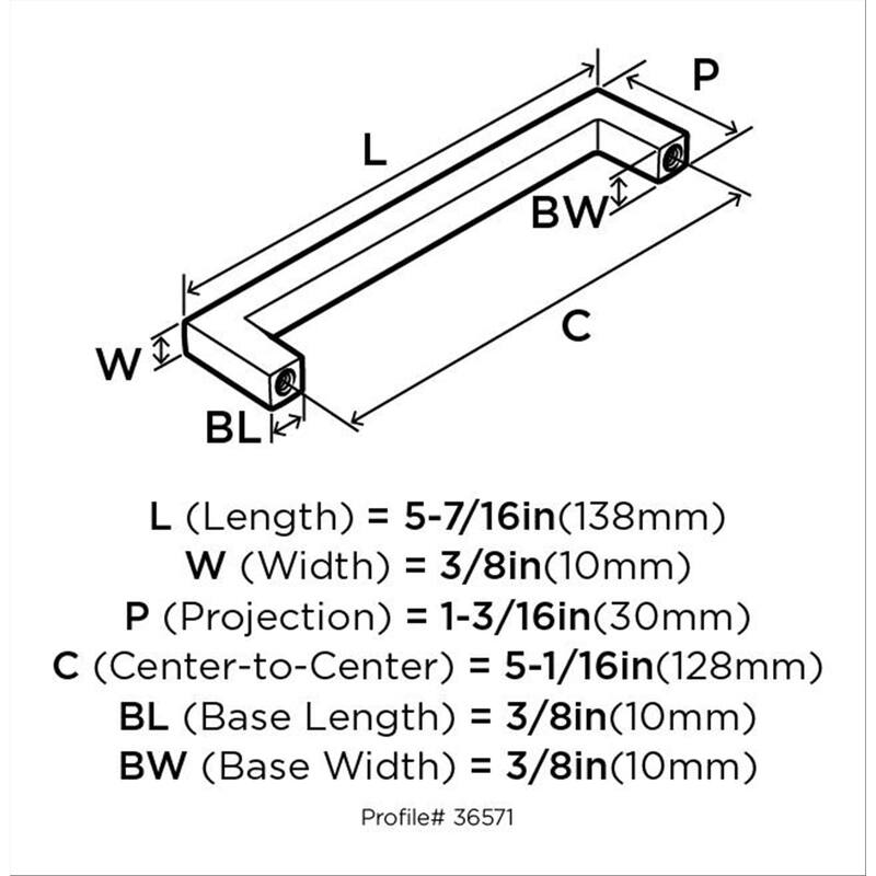 Monument 5-1/16 in (128 mm) Center-to-Center Matte Black Cabinet Pull - 5.0625