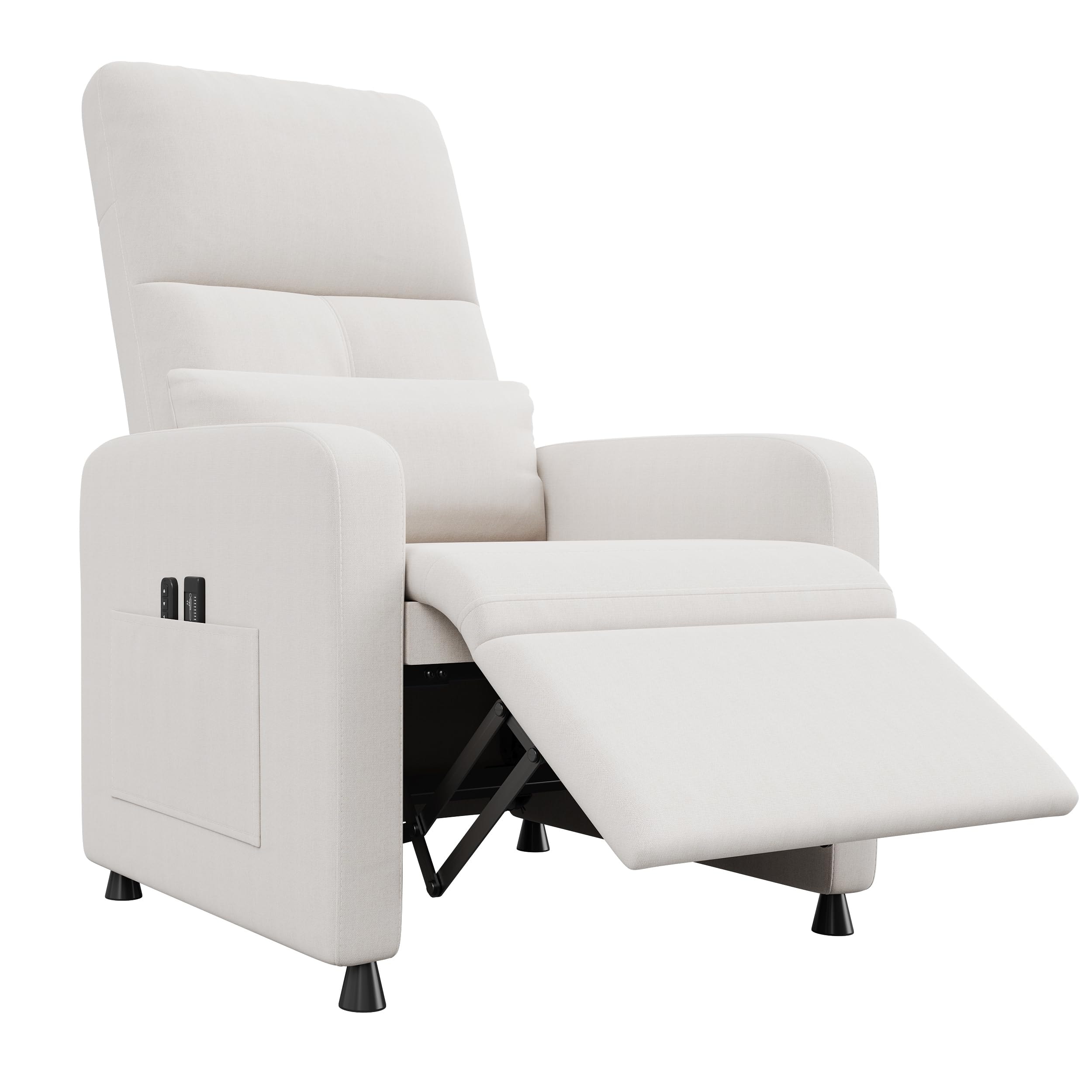 Power Recliner Chair, Adjustable Linen Electric Recliner with USB Port, Tall Back, Padded Seat & Side Pockets