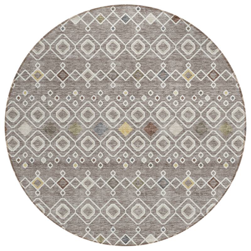 Machine Washable Indoor/ Outdoor Global Contempory Chantille Rug