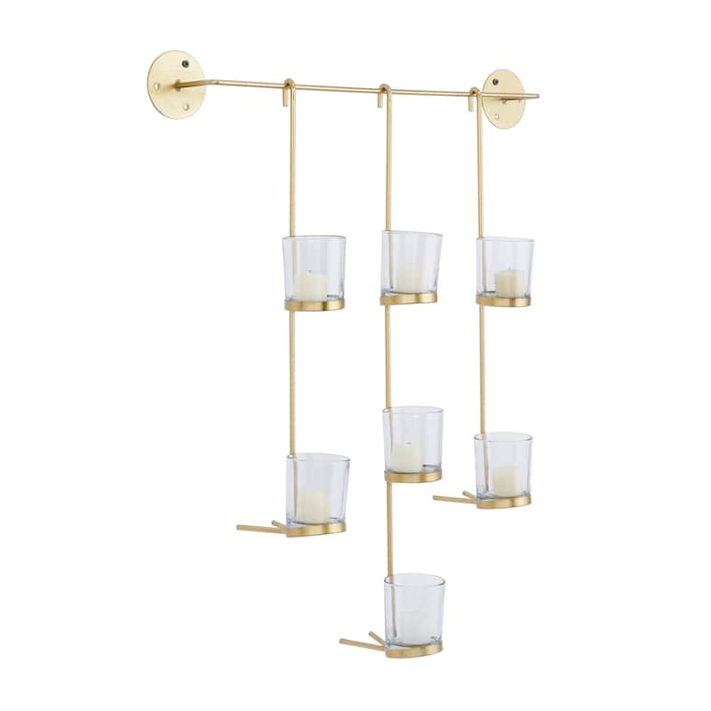 CosmoLiving by Cosmopolitan Silver Metal 7 Candle Wall Sconce - 23"W, 27"H