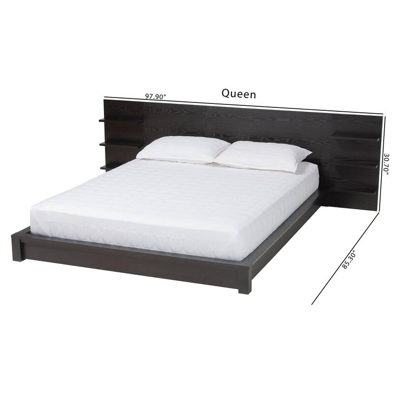 Elina Modern and Contemporary Platform Storage Bed with Shelves