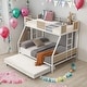 preview thumbnail 1 of 10, Metal Twin Over Full Bunk Bed with Trundle and 2-Side Ladder and Full-Length Guardrail,Versatile Functionality White