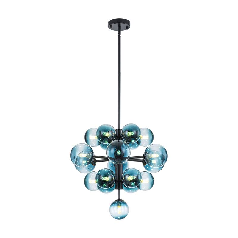 19-Light Modern Glam Tiered Cluster Gradient Glass Globe Bubble Chandelier for Dining Room - 21.3 in. W x 18 in. H