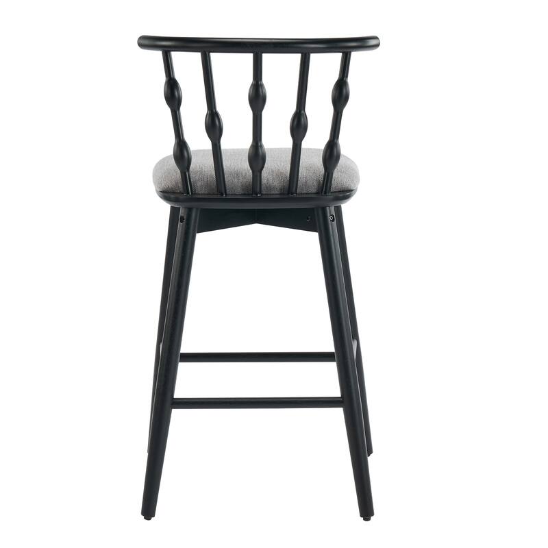 Christopher Knight Home - Leontius Bar Stool with Rubberwood Frame and Hourglass Backrest(Set of 2)
